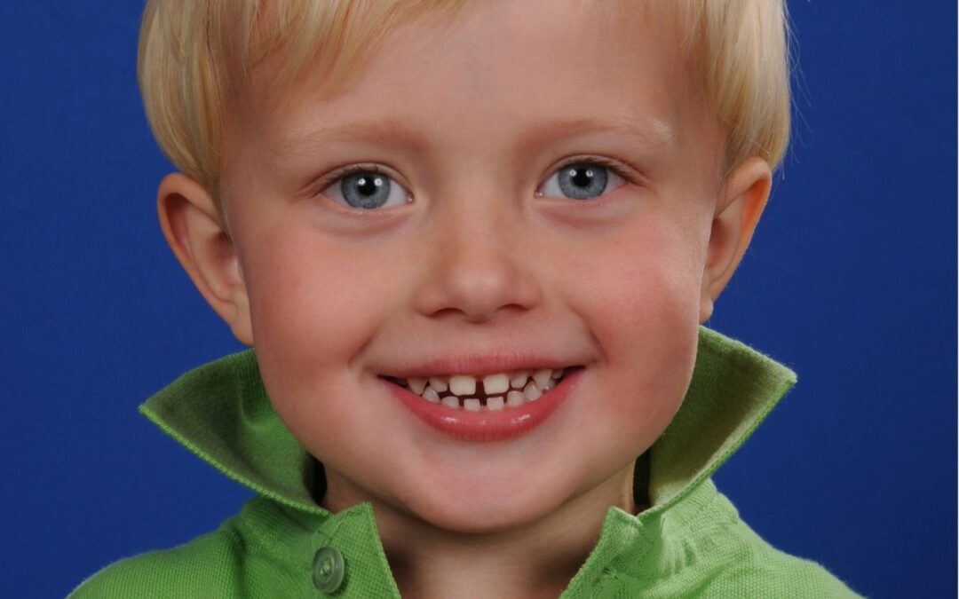 Schoolfoto blauwe achtergrond